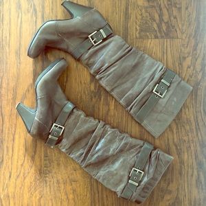 Jessica Simpson 2" High Heel Mid Calf Capry Boots Buckles SZ 7